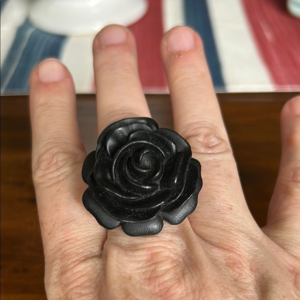 Black Rose Statement Ring size 8.5
